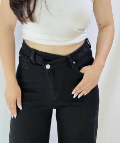 Black Cross button Jeans