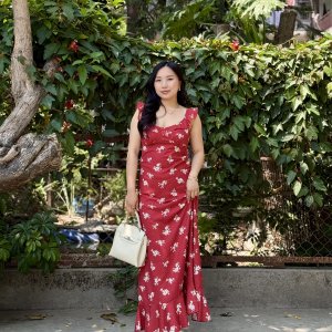 Disty print Midi dress